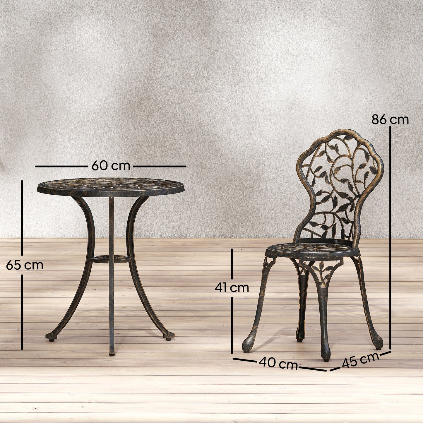 3 Pcs Aluminium Bistro Set Garden Furniture Dining Table Chairs Outdoor Seat Patio Seater Brown