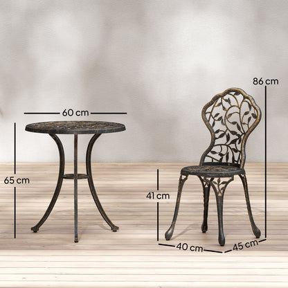 3 Pcs Aluminium Bistro Set Garden Furniture Dining Table Chairs Outdoor Seat Patio Seater Brown