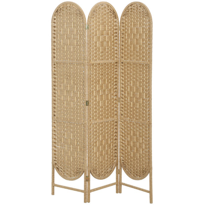Freestanding Privacy Screen, 3 Panel Folding Room Divider for Living Room, Bedroom and Office, Natural Wood Finish