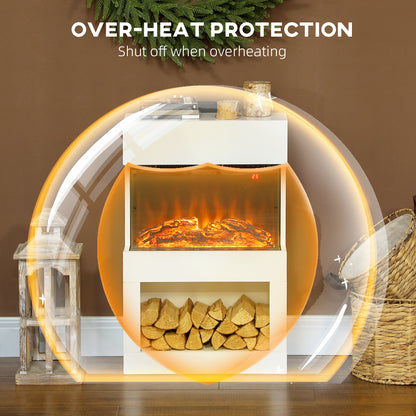 19" Electric Fireplace with Surround, 3D Flame Effect, 6 Colours & 3 Brightness Levels