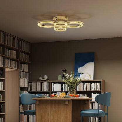 4-Ring LED Ceiling Light, Flush Mount Ceiling Light with 3 Colour Temperatures, Gold Tone