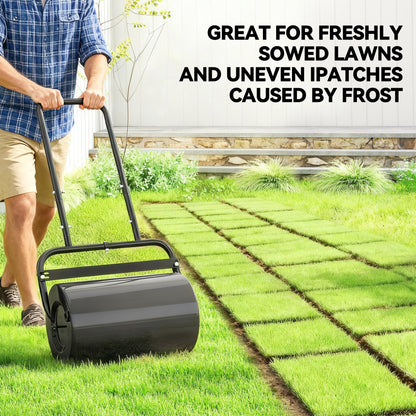 38L Fillable Cylinder Steel Lawn Roller - Black