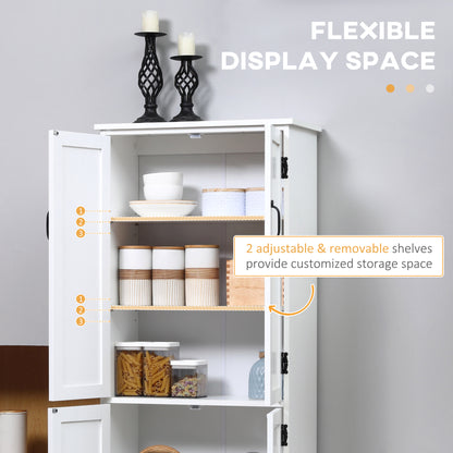 Accent Floor Storage Cabinet, Kitchen Cupboard Sideboard with Adjustable Shelves and 2 Lower Doors, White