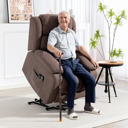 Power Lift Recliner Chair with Vibration Massage, Lift Chair for Elderly with Footrest, Remote, Side Pocket, Dark Brown