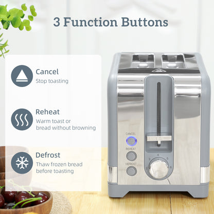 Sleek Textured Kettle and Toaster Set - Grey