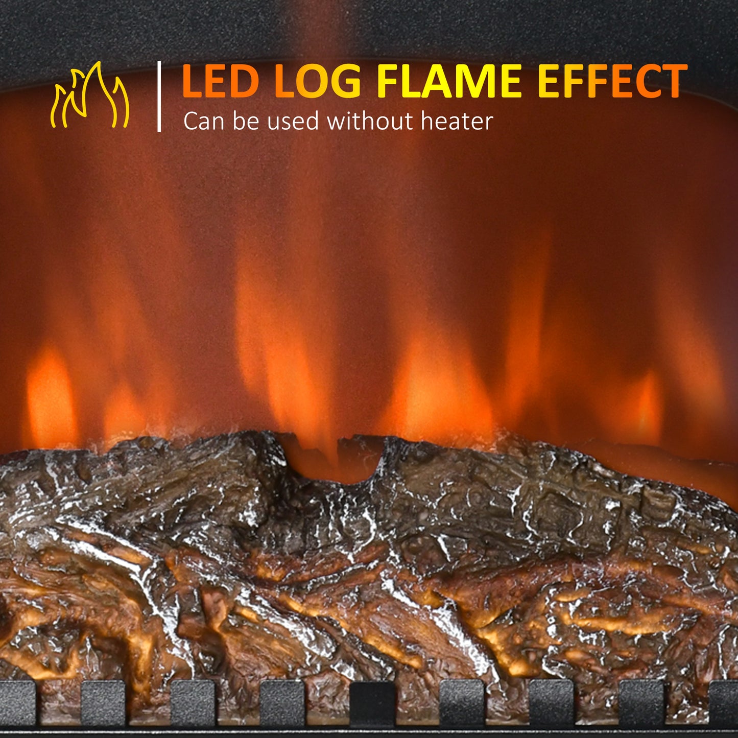 Electric Fireplace Stove Heater with LED Fire Flame Effect, Double Door, Freestanding & Portable with Overheat Protection