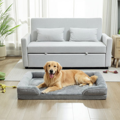 Dog Sofa Bed, Washable Pet Bed with Removable Cover and Non-Slip Bottom for Small, Medium and Large Dogs, Grey