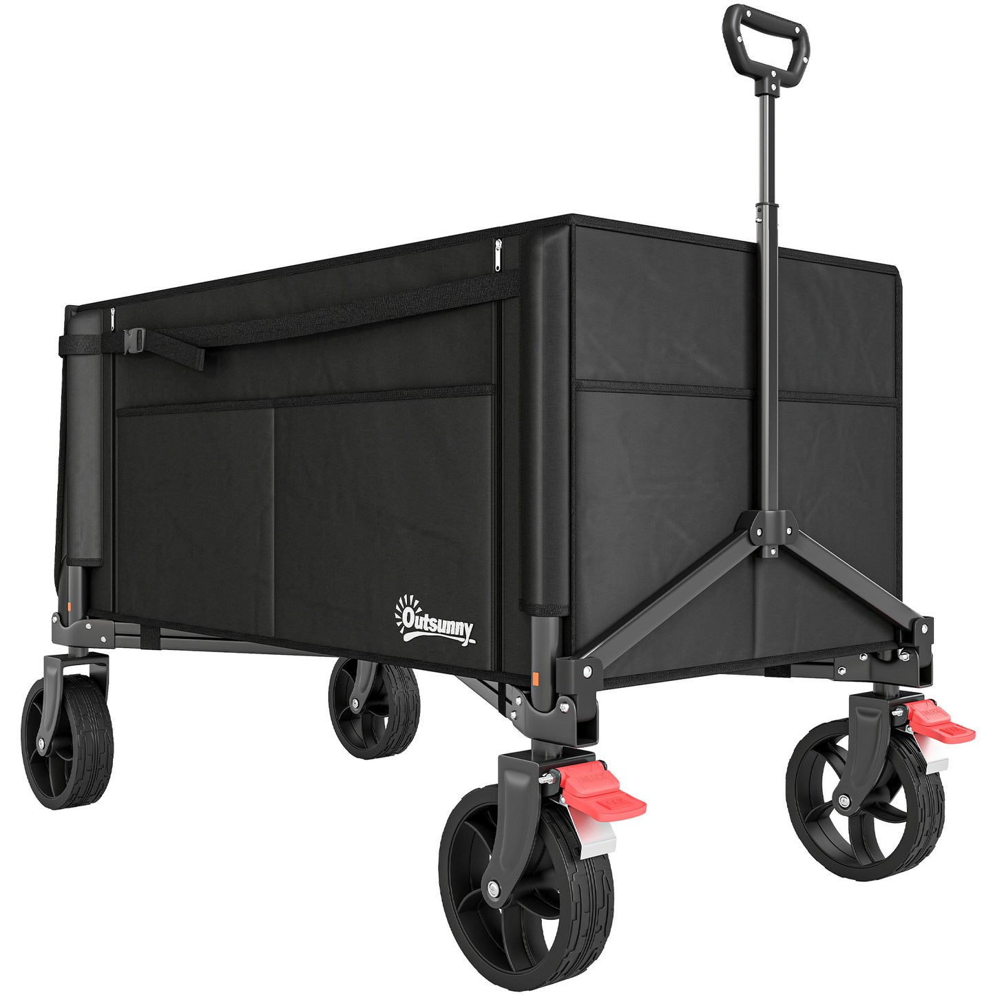 Festival Trolley on Wheels, 150L Folding Camping Trolley Cart with Openable Sides