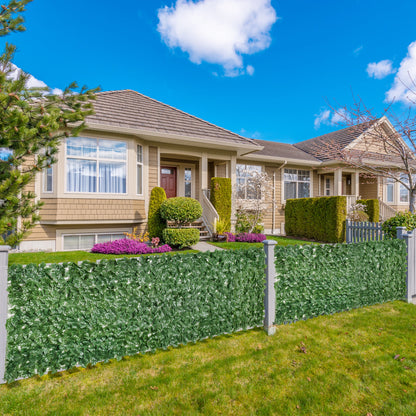 1-Piece Artificial Leaf Hedge Screen Privacy Fence Panel for Garden Outdoor Indoor Decor, Dark Green, 3M x 1M