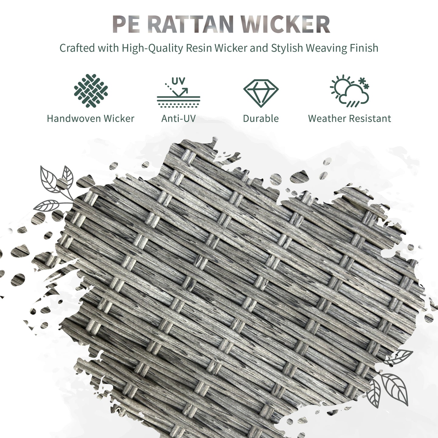 Five-Pieces Rattan Dining Set - Light Grey
