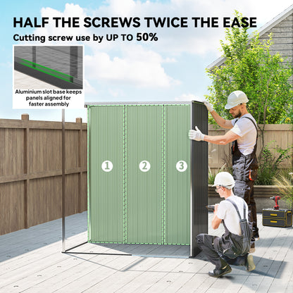 5 x 3.5ft Metal Garden Storage Shed with Effortless Assembly and 2 Pairs of Gloves, Waterproof Outdoor Shed, Dark Grey
