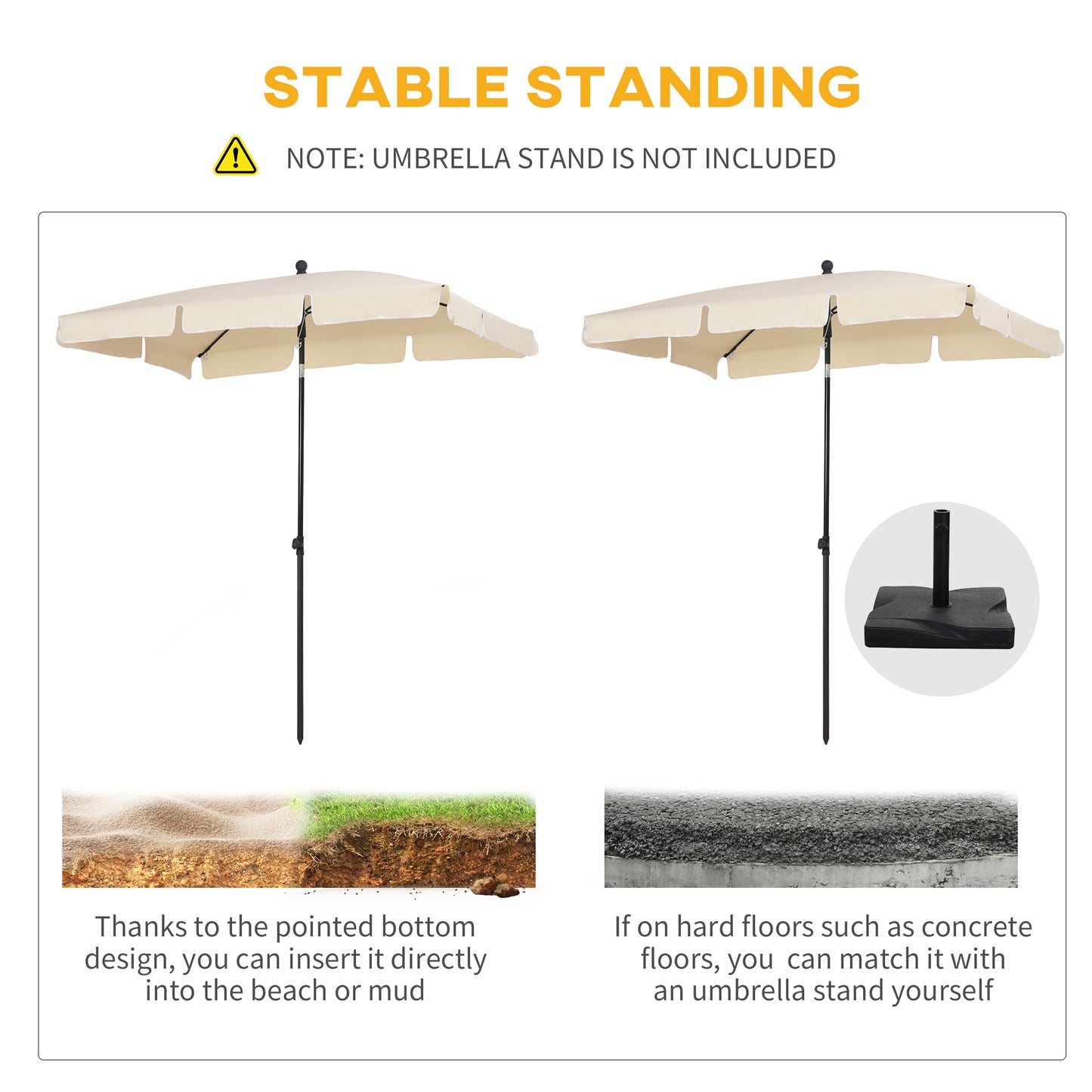 Garden Parasol Umbrella, Outdoor Market Table Umbrella with Ruffles & Aluminium Pole