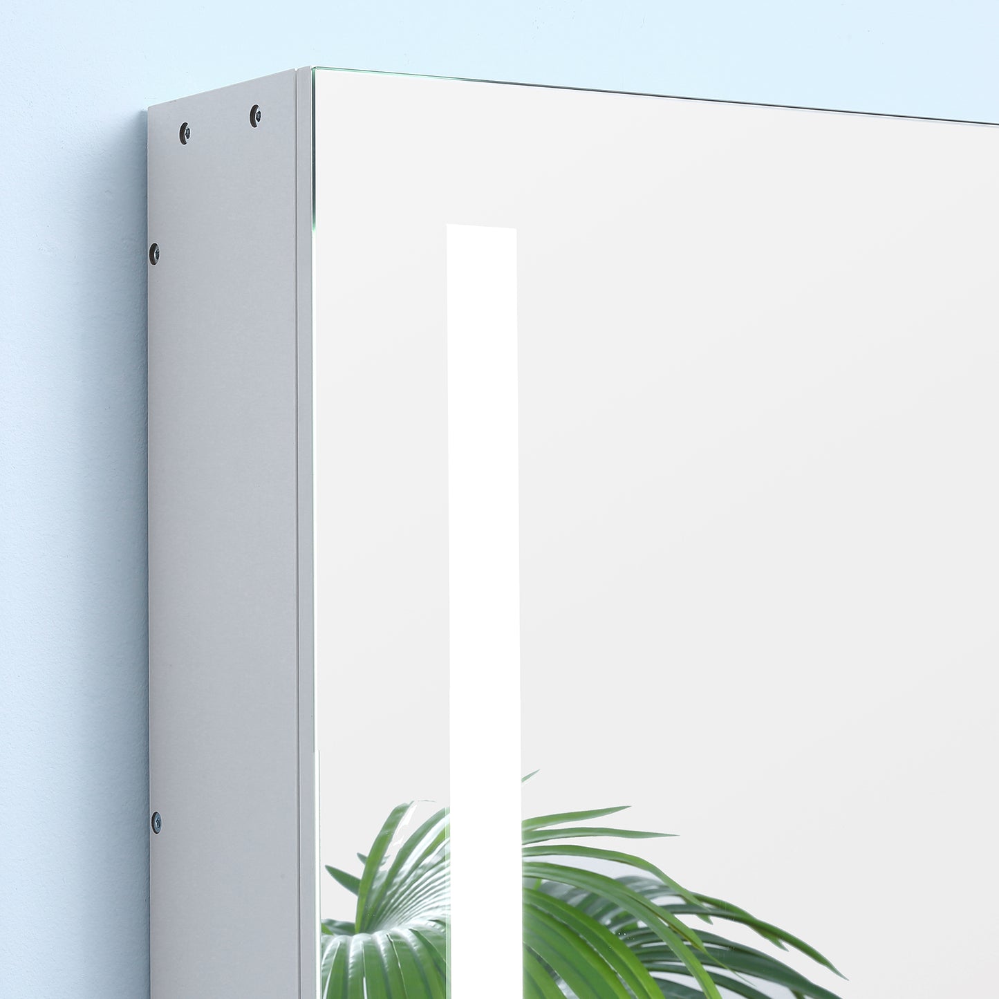 Illuminated Bathroom Mirror Cabinet 650 x 700Hmm LED Bathroom Mirror with Lights Touch Switch, Adjustable Shelf, USB Charge
