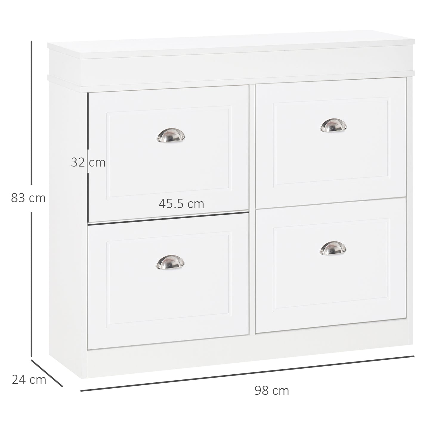 Shoe Cabinet with 4 Flip Drawers Wood Tipping Bucket Narrow Storage Cupboard with Adjustable Shelf Hall Organizer for Entranc