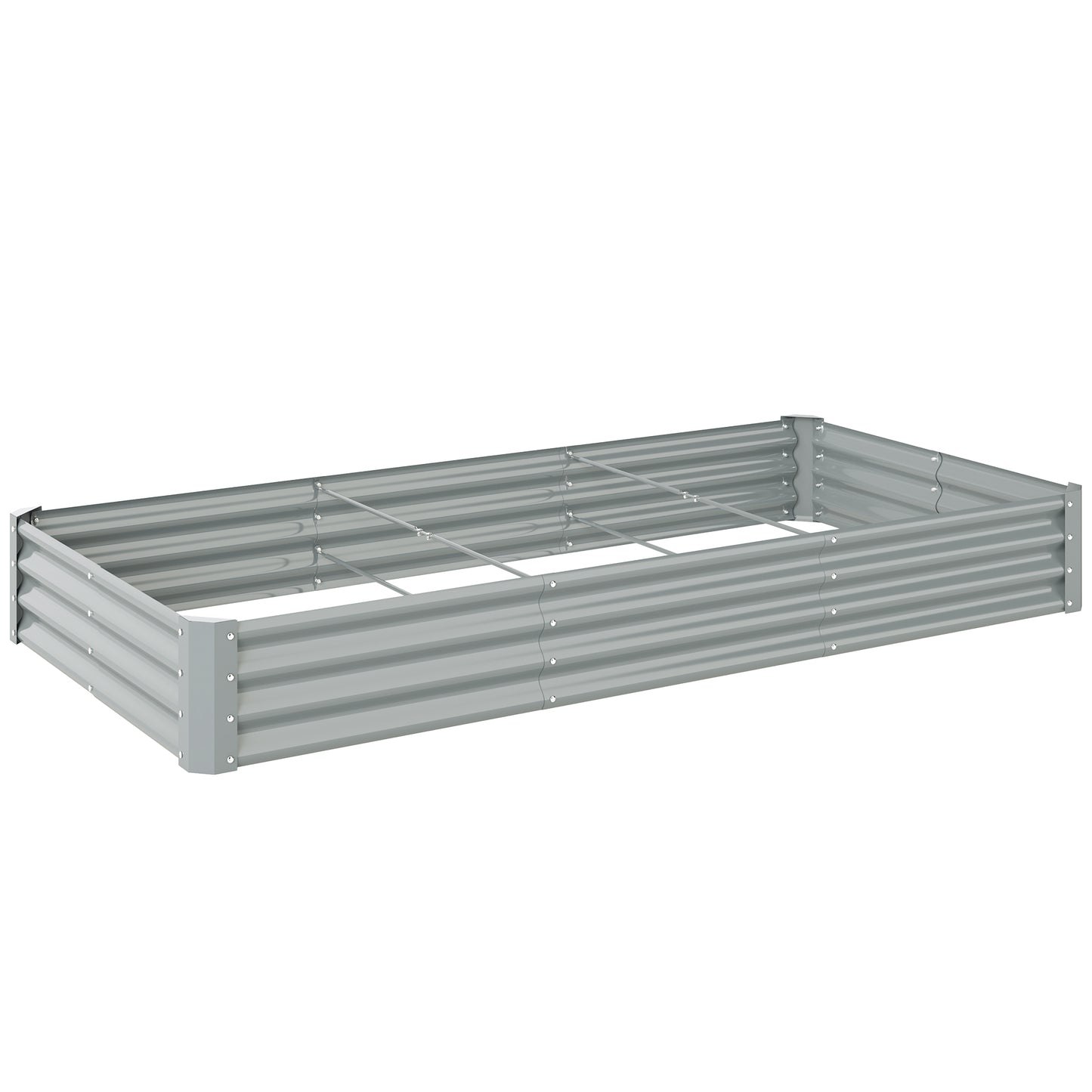 240 x 120cm Galvanised Steel Open Planter - Silver