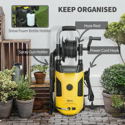 1800W High Pressure Washer, 150 Bar Pressure, 420 L/h Flow, Portable Power Washer Jet Wash Cleaner with Adjustable Nozzle