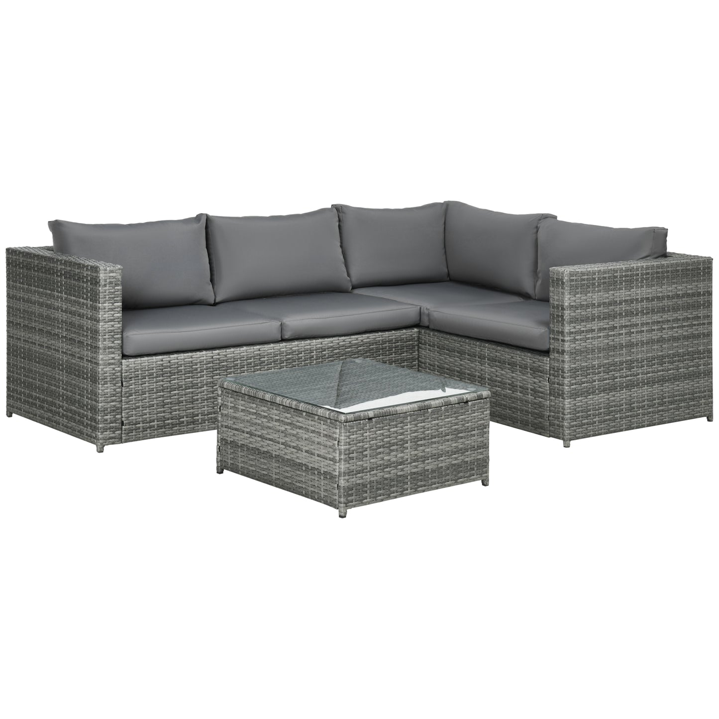 3 Pieces PE Rattan Garden Furniture Set with 10 cm Thick Cushions