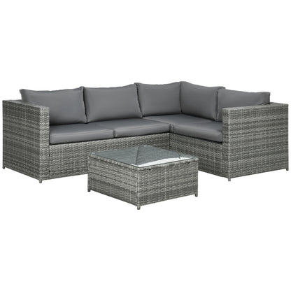 3 Pieces PE Rattan Garden Furniture Set with 10 cm Thick Cushions