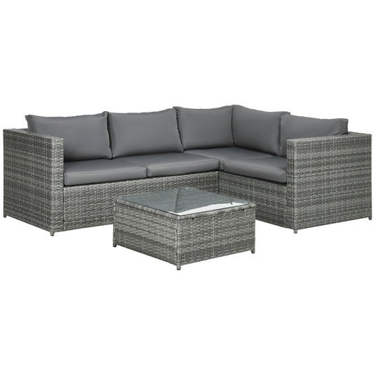 3 Pieces PE Rattan Garden Furniture Set with 10 cm Thick Cushions