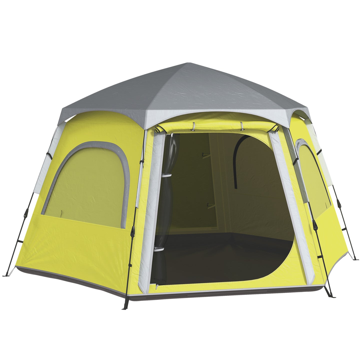Instant Pop Up Camping Tent, 2/3/4 Person Easy Setup Dome Family Tent with Vestibule, Rainfly, 4 Mesh Windows & 2 Doors