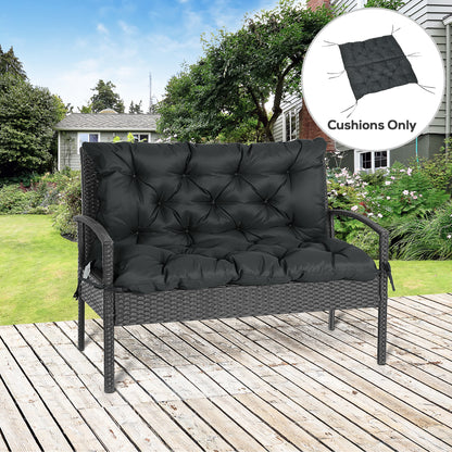 2 Seater Bench Pad, Garden Swing Chair Cushion with Back and Ties