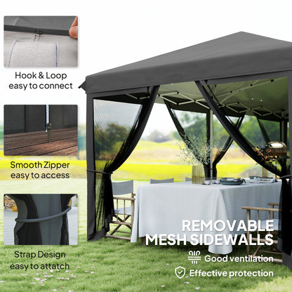 3 x 6m Pop Up Gazebo, Outdoor Canopy Shelter, Marquee Party Wedding Tent with 6 Mesh Walls and Carry Bag, Black