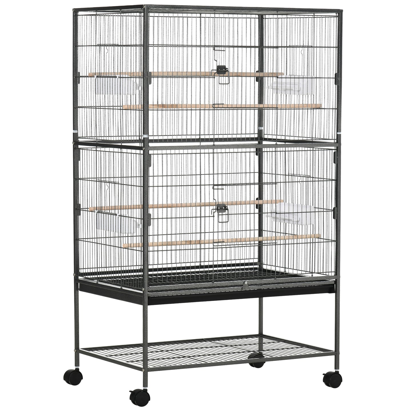 Large Bird Cage Budgie Cage for Finch Canaries Parakeet with Rolling Stand, Slide-out Tray, Storage Shelf, Food Containers