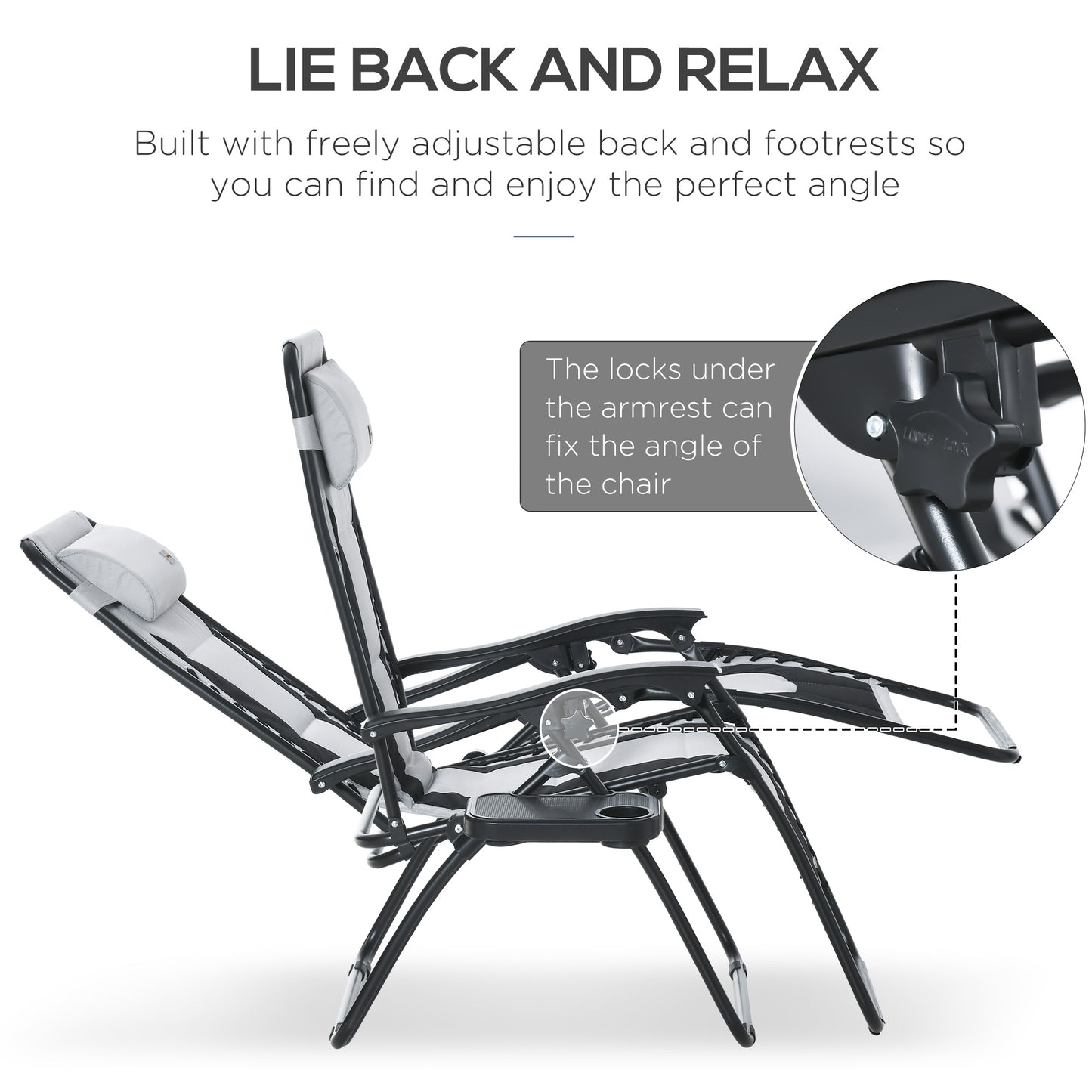 Zero Gravity Lounger Chair, Folding Reclining Patio Chair with Padded Seat, Cup Holder