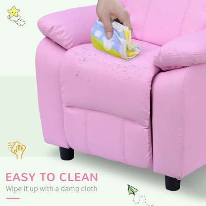 Kids Sofa Armchair Toddler Recliner Children's Chair Lounger Games Chair PU Leather w/ Storage (Pink)