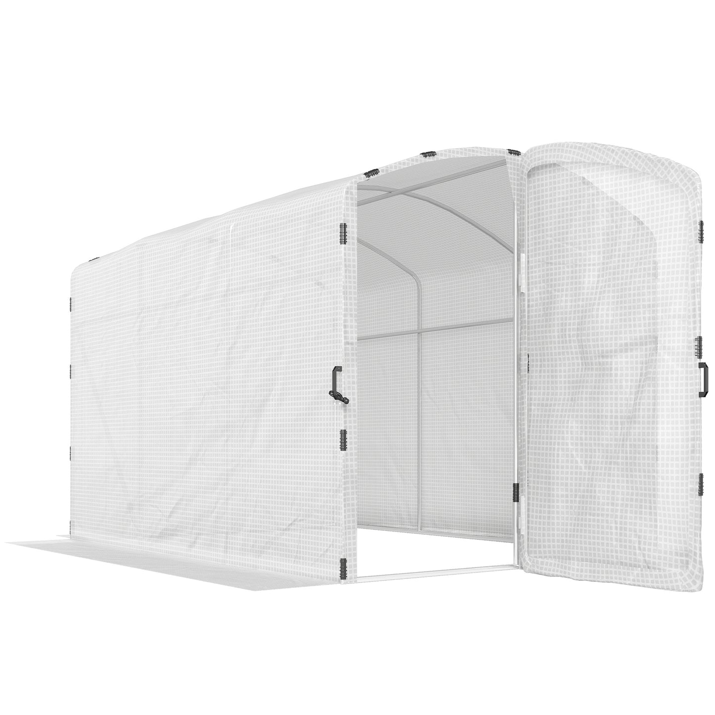 Polytunnel Greenhouse Walk-in Grow House with UV-resistant PE Cover, Door and Galvanised Steel Frame, 3 x 2 x 2m, White