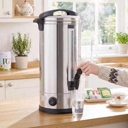 24L Catering Urn, 2500W Stainless Steel Hot Water Boiler Dispenser with Thermostat, Keep Warm Function and Easy Pour Tap