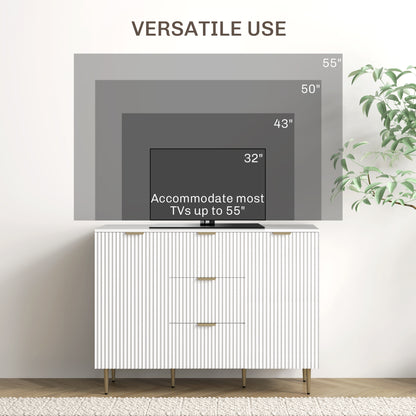 2-Door Sideboard with 3 Drawers and Adjustable Shelves - White