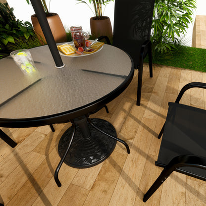 12kg Garden Parasol Base, Round Resin Garden Umbrella Base, Heavy Duty Parasol Stand for 38mm or 48mm Outdoor Umbrella Poles