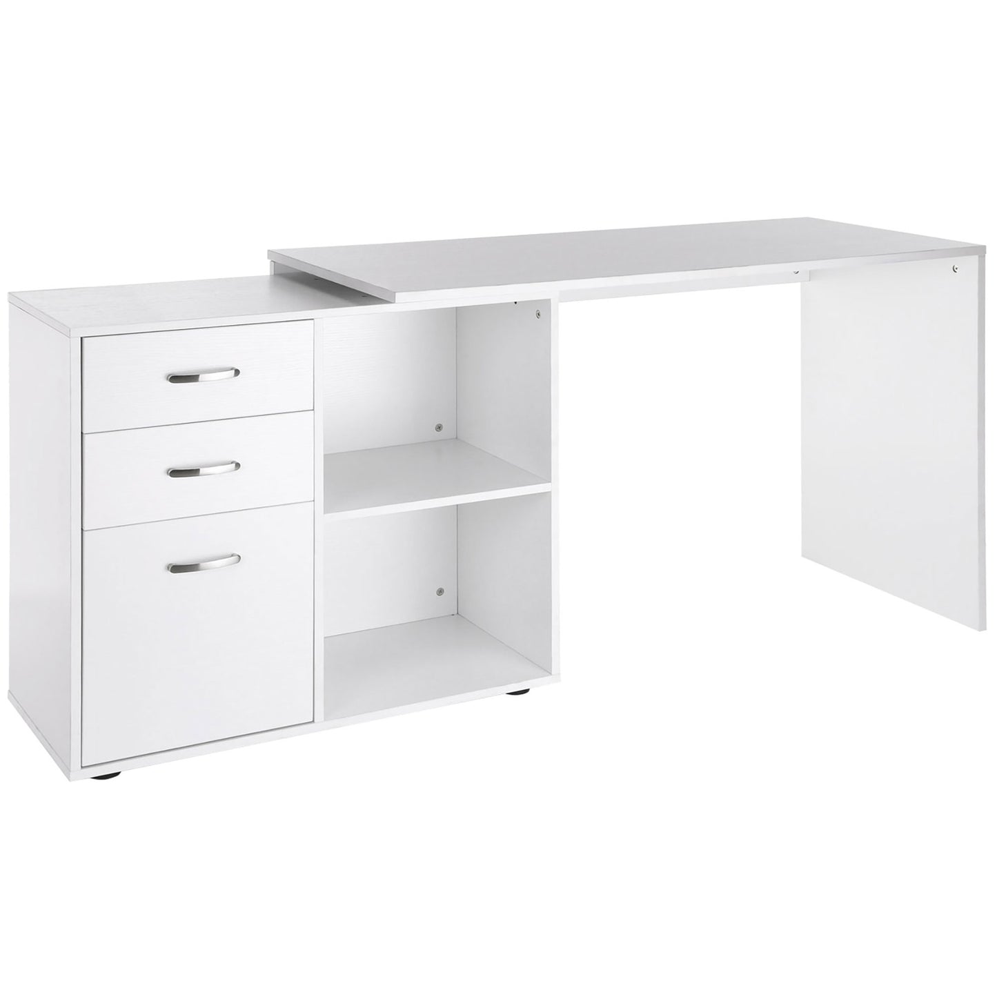 L Shaped Computer Desk, Reversible Home Office Desk with Drawers, File Cabinet and Storage Shelves, Study Table