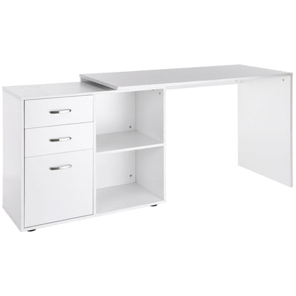 L Shaped Computer Desk, Reversible Home Office Desk with Drawers, File Cabinet and Storage Shelves, Study Table