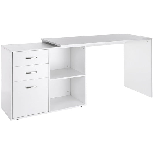L Shaped Computer Desk, Reversible Home Office Desk with Drawers, File Cabinet and Storage Shelves, Study Table