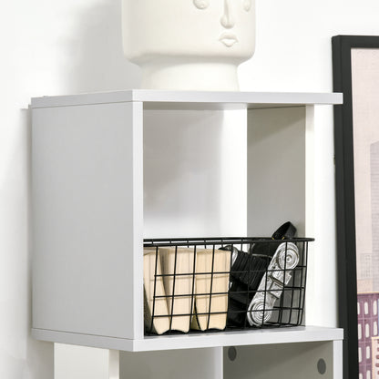 Modern 5-Tier Bookshelf, Freestanding Bookcase Storage Shelving for Living Room Home Office Study, White and Light Grey