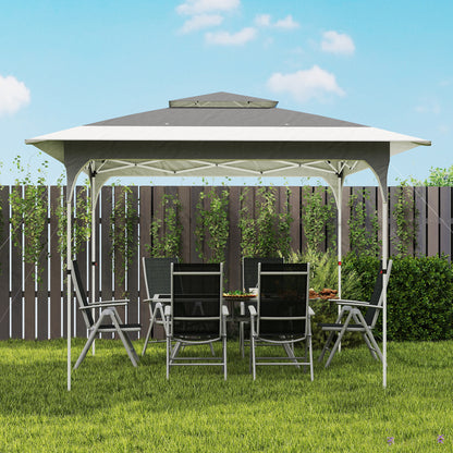 3.5 x 3.5 m Pop Up Gazebo with One-Push Setup, UPF50+ Double Tier Garden Party Tent Marquee with Carry Bag, Dark Grey