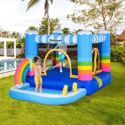 (2.8 x 1.7 x 1.55m) - Kids Trampoline Bouncy Castle with Pool Side Attachment