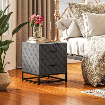 Bedside Tables Set of 2, Modern Bedside Table Nightstand with 2 Drawers, Bedside Cabinet Sofa Side Table with Storage