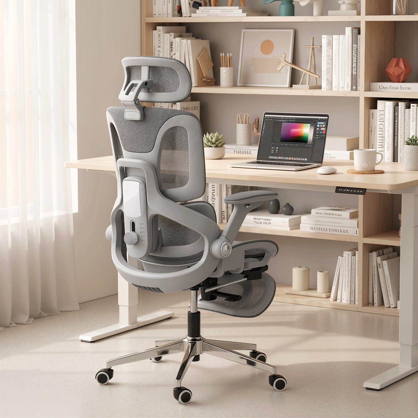 Ergonomic Office Chair, High Back Mesh Desk Chair, Grey