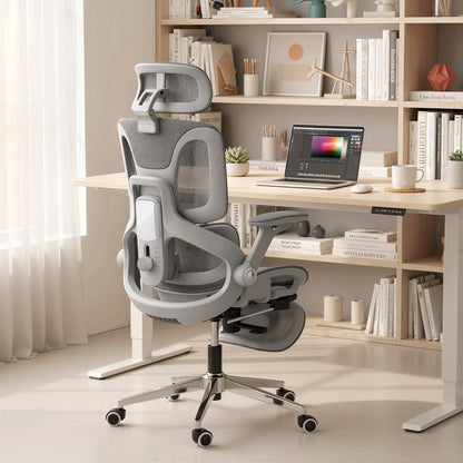 Ergonomic Office Chair, High Back Mesh Desk Chair, Grey