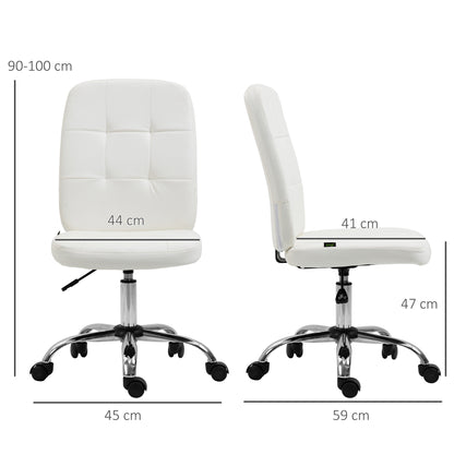 Armless Faux Leather Office Chair - White