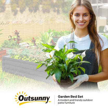 432L Square Raised Garden Bed Box with Weatherized Steel Frame for Vegetables, Flowers and Herbs, 120 x 120 x 30cm, Grey