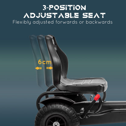 Metal Kids Pedal Go Kart with Adjustable Seat Inflatable Tyres Black