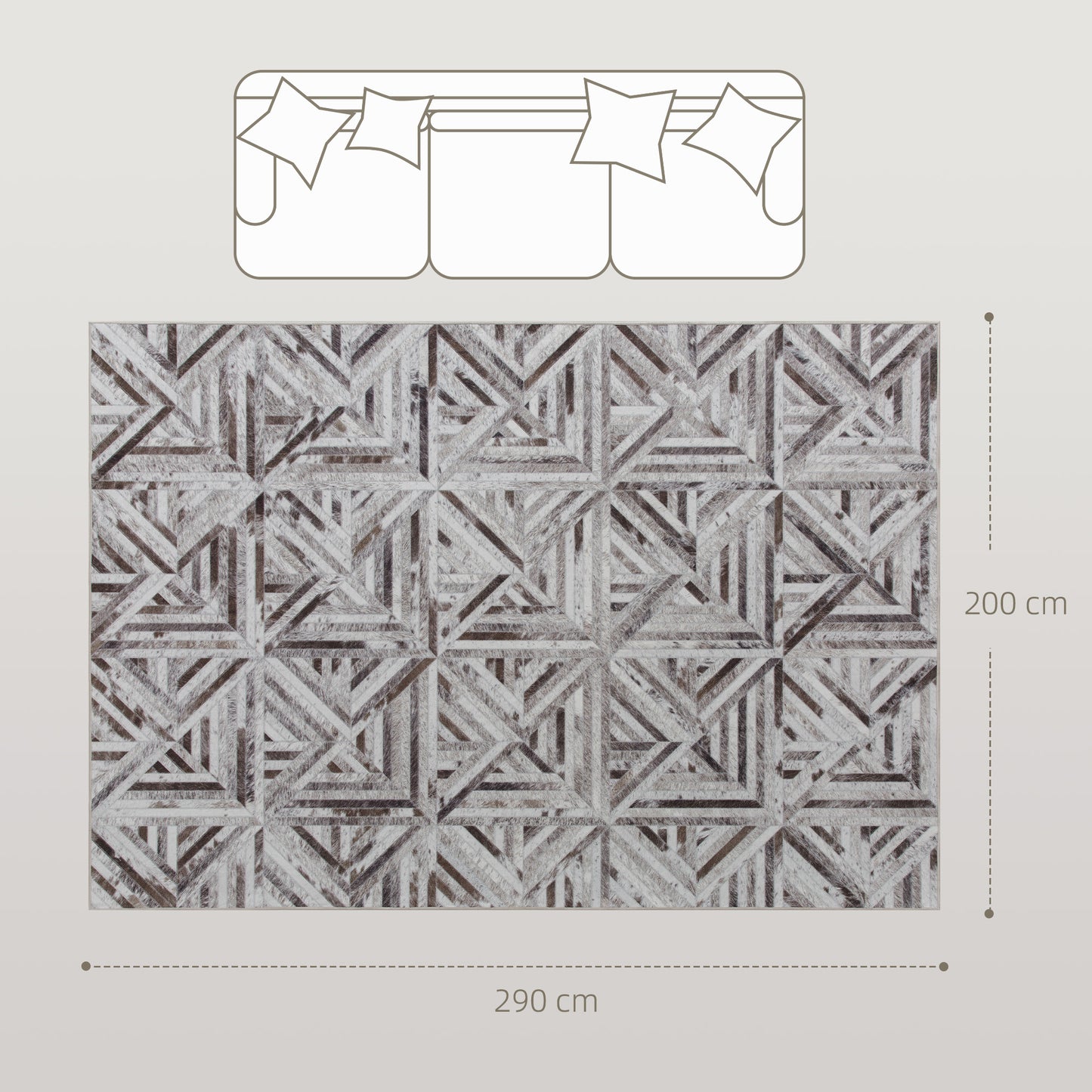 Modern Area Rug, Triangle Pattern Non-Slip Washable Rug, Chenille Floor Carpet for Living Room, Bedroom, Dining Room