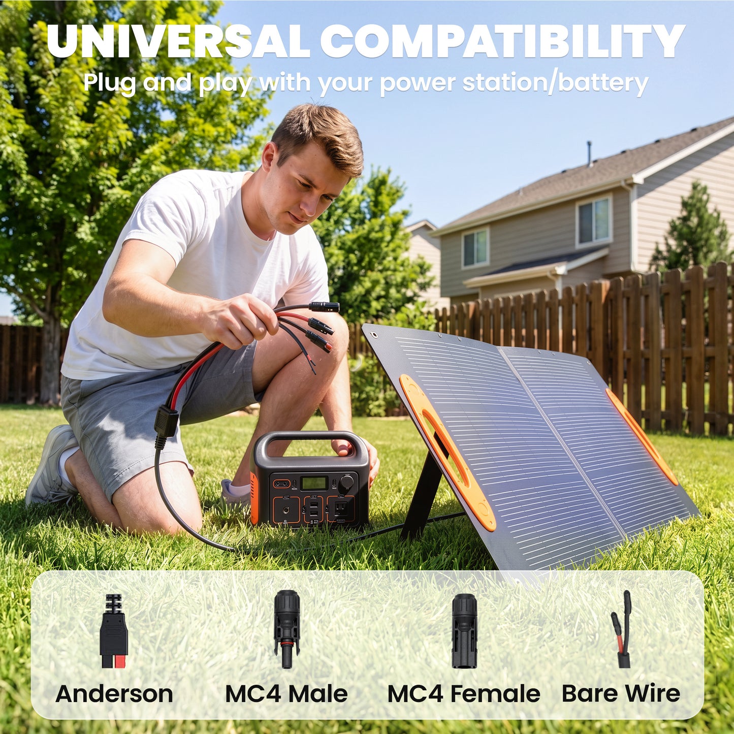 100W Portable Solar Panel, Foldable Solar Charger with USB-A & USB-C Fast Charging Output