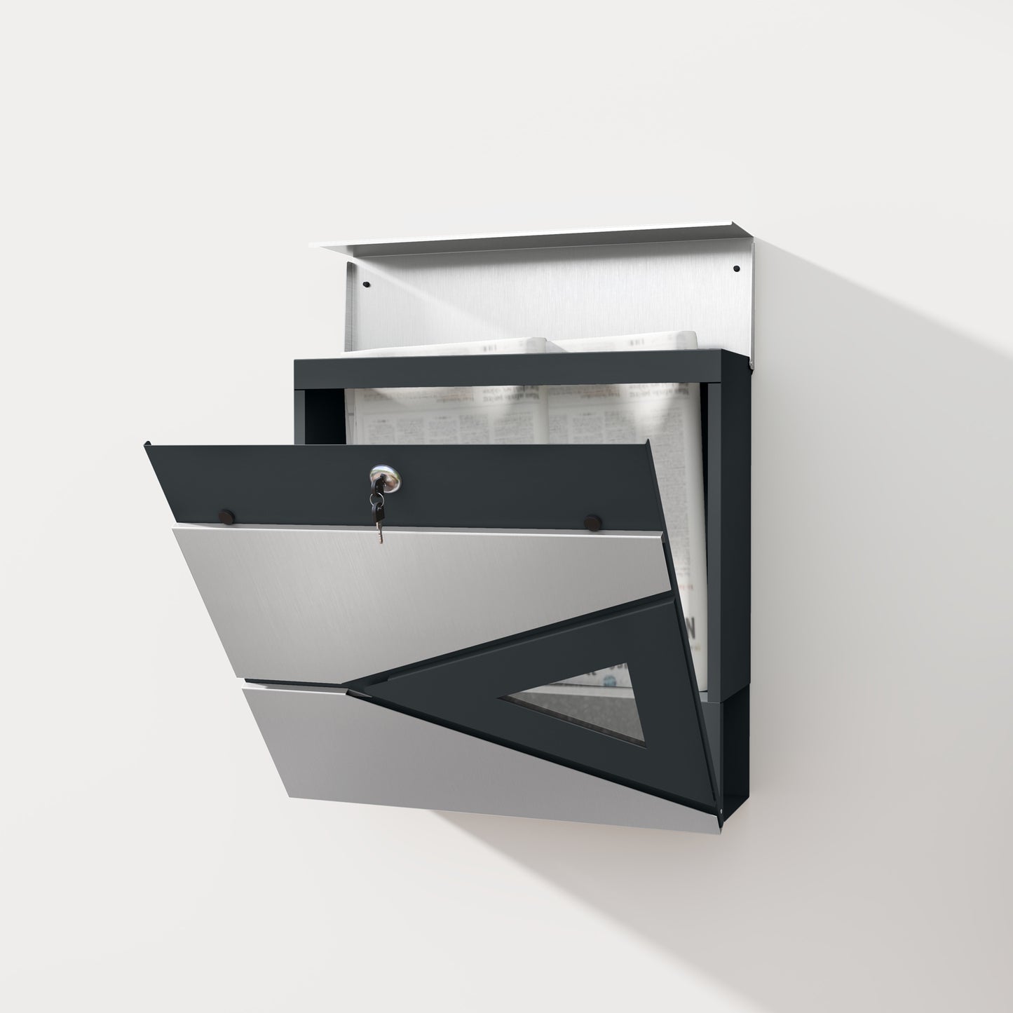 Wall Mounted Post Box with Viewing Window, 2 Lock, Modern Galvanised Steel Mailbox with Copper Core