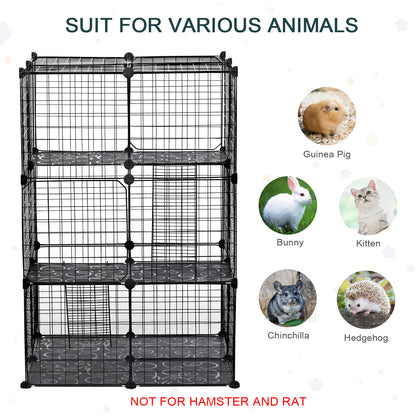 Pet Playpen DIY Small Animal Cage Enclosure Metal Wire Fence 39 Panels with 3 Doors 2 Ramps for Kitten Bunny Chinchilla Pet M