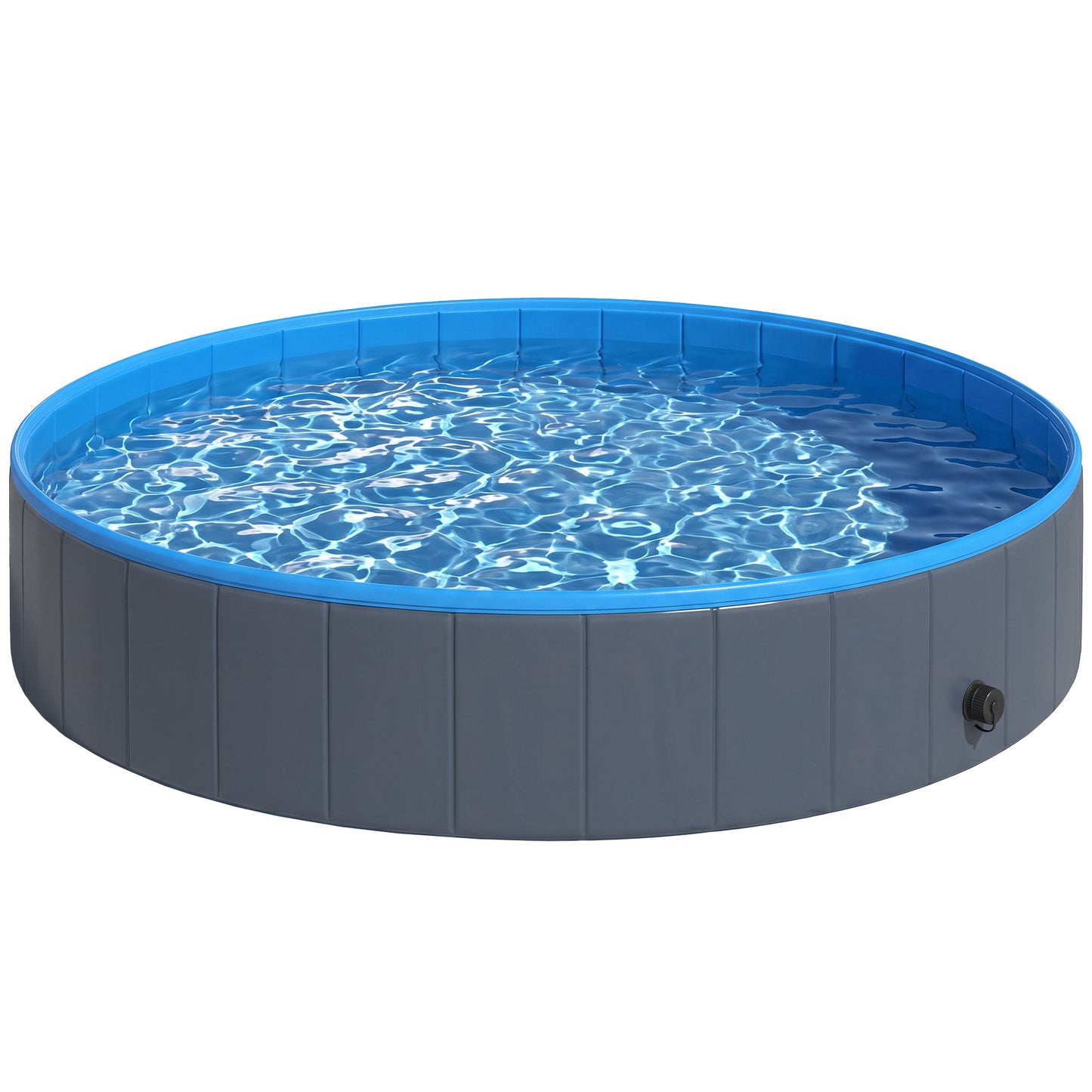 Foldable Dog Pool for Puppies and Ducks Dog Paddling Pool Bath Tub, Dark Grey, 160 x 30cm